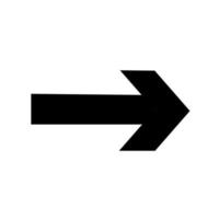 Straight pointed arrow icon. Black vector arrow pointing to the right. Black direction pointer