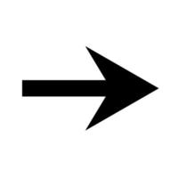 Straight pointed arrow icon. Black arrow pointing to the right. Black direction pointer. Vector illustration