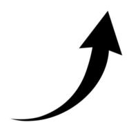 Sharp curved arrow icon. Vector illustration. Black rounded arrow. Direction pointer pointing up