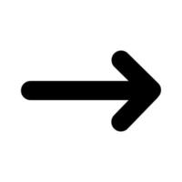 Straight arrow icon with rounded edges. Black arrow pointing to the right. Black direction pointer. Vector illustration