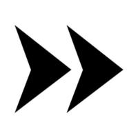 Double arrow. Two sharp arrows. Triangular direction pointer. Black arrow icon indicate to the right. Vector illustration