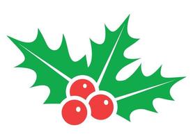 Holly berries flat illustration isolated. Holly berries icon. Christmas vector decorative element