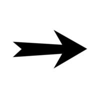 Straight pointed arrow icon. Black arrow pointing to the right. Black direction pointer with forked end. Vector illustration