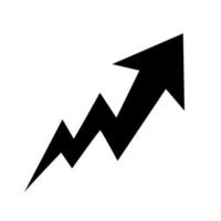 Zigzag arrow icon with a sharp end. Black arrow pointing upwards. Up direction indicator. Vector illustration