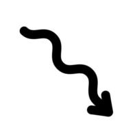 Curved arrow line icon. Black arrow points to the right. Black direction pointer. Vector illustration