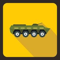 icono de tanque de batalla del ejército, estilo plano vector