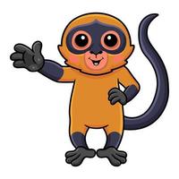 Cute spider monkey cartoon waving hand vector