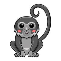 Cute black spider monkey cartoon posing vector