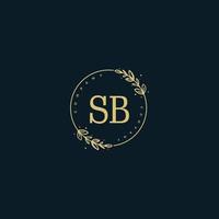 Initial SB beauty monogram and elegant logo design, handwriting logo of initial signature, wedding, fashion, floral and botanical with creative template. vector