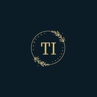 Initial TI beauty monogram and elegant logo design, handwriting logo of initial signature, wedding, fashion, floral and botanical with creative template. vector