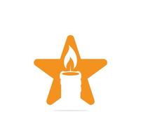 Candle star shape concept logo design illustration. Abstract Candle fire logo vector template.