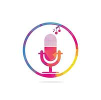 microphone Podcast logo design. Studio table microphone with broadcast icon design. vector