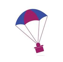 Gift delivery vector logo design. Parachute gift delivery concept emblem.