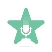 microphone star shape concept logo design. Studio table microphone with broadcast icon design. vector