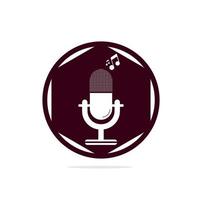 microphone Podcast logo design. Studio table microphone with broadcast icon design. vector