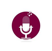 microphone Podcast logo design. Studio table microphone with broadcast icon design. vector