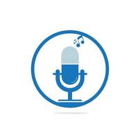 microphone Podcast logo design. Studio table microphone with broadcast icon design. vector