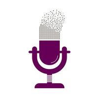 microphone Podcast pixels effect logo design. Studio table microphone with broadcast icon design. vector