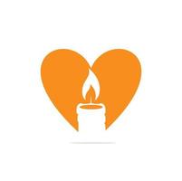 Candle heart shape concept logo design illustration. Abstract Candle fire logo vector template.