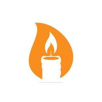 Candle drop shape concept logo design illustration. Abstract Candle fire logo vector template.