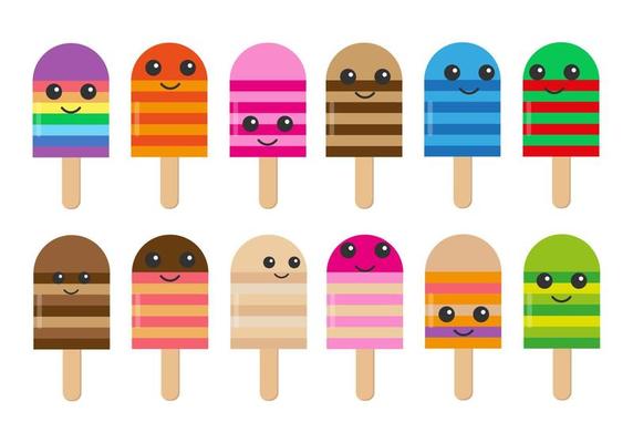 Cute colorful popsicles set in flat style to create summer worksheet or educational game for kids