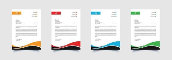 Creative and professional corporate company business letterhead template design with color variation bundle vector