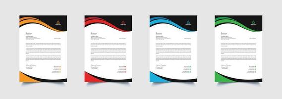 Creative and professional corporate company business letterhead template design with color variation bundle vector