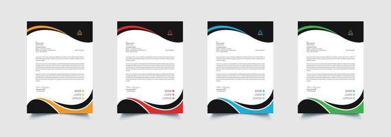 Creative and professional corporate company business letterhead template design with color variation bundle vector