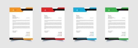 Creative and professional corporate company business letterhead template design with color variation bundle vector