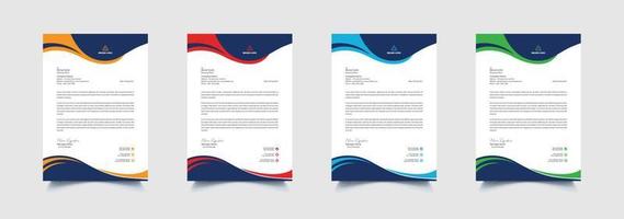 Creative and professional corporate company business letterhead template design with color variation bundle vector