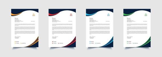 Creative and professional corporate company business letterhead template design with color variation bundle vector