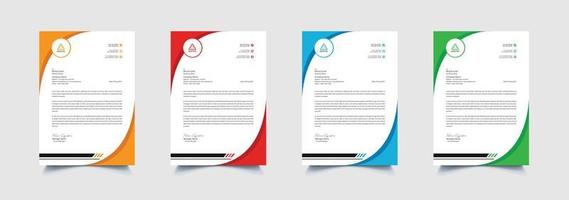 Creative and professional corporate company business letterhead template design with color variation bundle vector