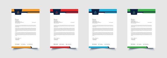 Creative and professional corporate company business letterhead template design with color variation bundle vector