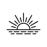 amanecer, icono de puesta de sol en el diseño de estilo de línea aislado sobre fondo blanco. trazo editable. vector