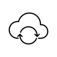 Cloud syncing, backup, online uploading icon in line style design isolated on white background. Editable stroke. vector