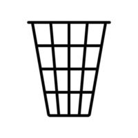 Mesh wire trash basket, dustbin, garbage bin icon in line style design isolated on white background. Editable stroke. vector