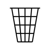 Mesh wire trash basket, dustbin, garbage bin icon in line style design isolated on white background. Editable stroke. vector