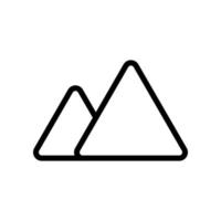 Mountains icon in line style design isolated on white background. Editable stroke. vector