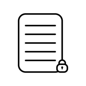 Encrypted file, password protected document icon in line style design isolated on white background. Editable stroke. vector