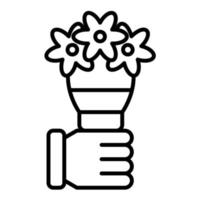 Hand Bouquet Line Icon vector