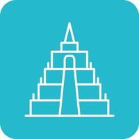 Borobudur Line Round Corner Background Icons vector