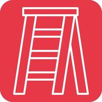 Stepladder Line Round Corner Background Icons vector
