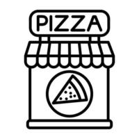 icono de línea de tienda de pizza vector