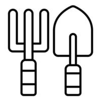 Fork And Trowel Line Icon vector