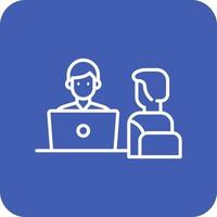 Interview Line Round Corner Background Icons vector