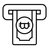 icono de línea de cajero automático de criptomoneda vector