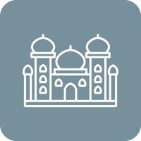 Taj Mahal Line Round Corner Background Icons vector