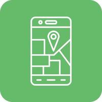 Mobile Map Line Round Corner Background Icons vector