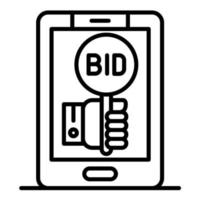 Online Bidding Line Icon vector