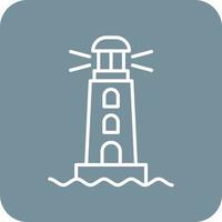 Lighthouse Line Round Corner Background Icons vector